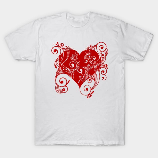 Red Tribal Heart T-Shirt by redhornet